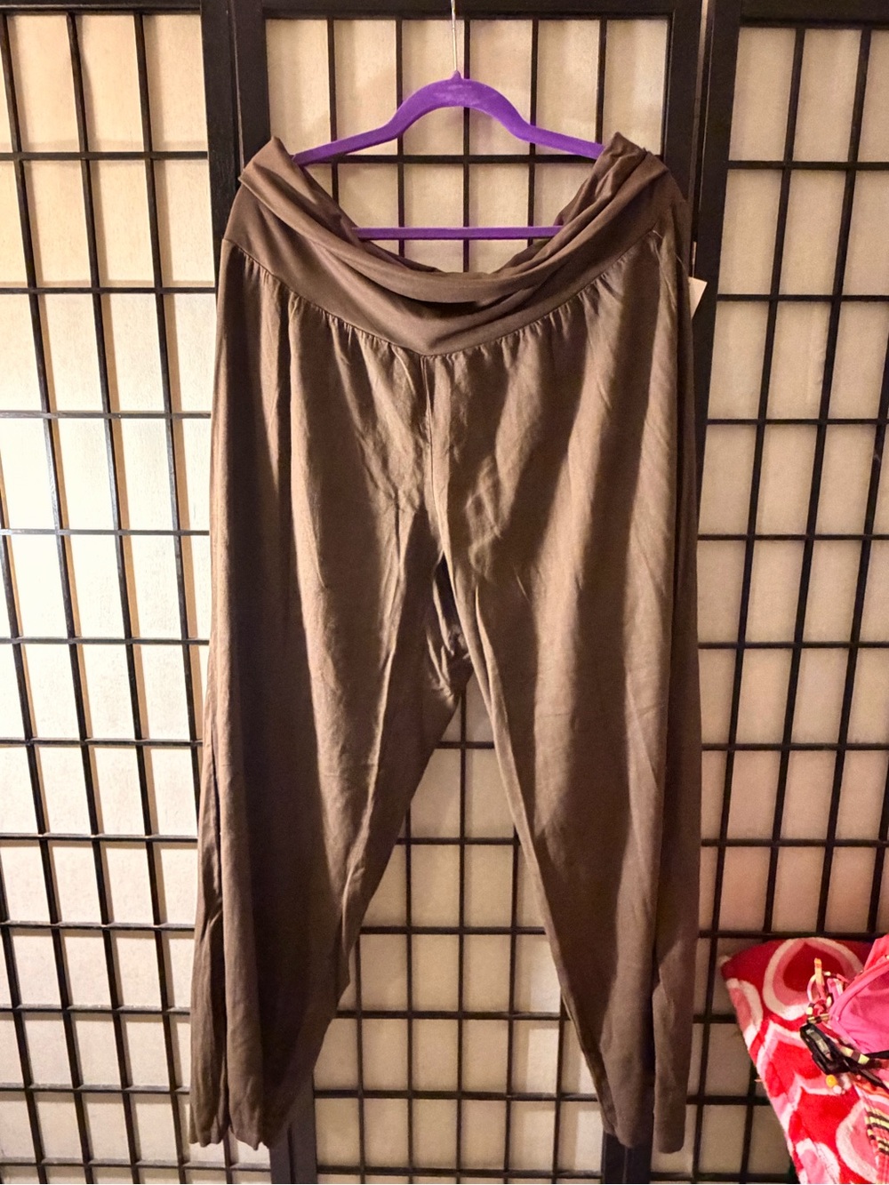 No Boundaries Brown Lounge Pants with Fold-Over Waist